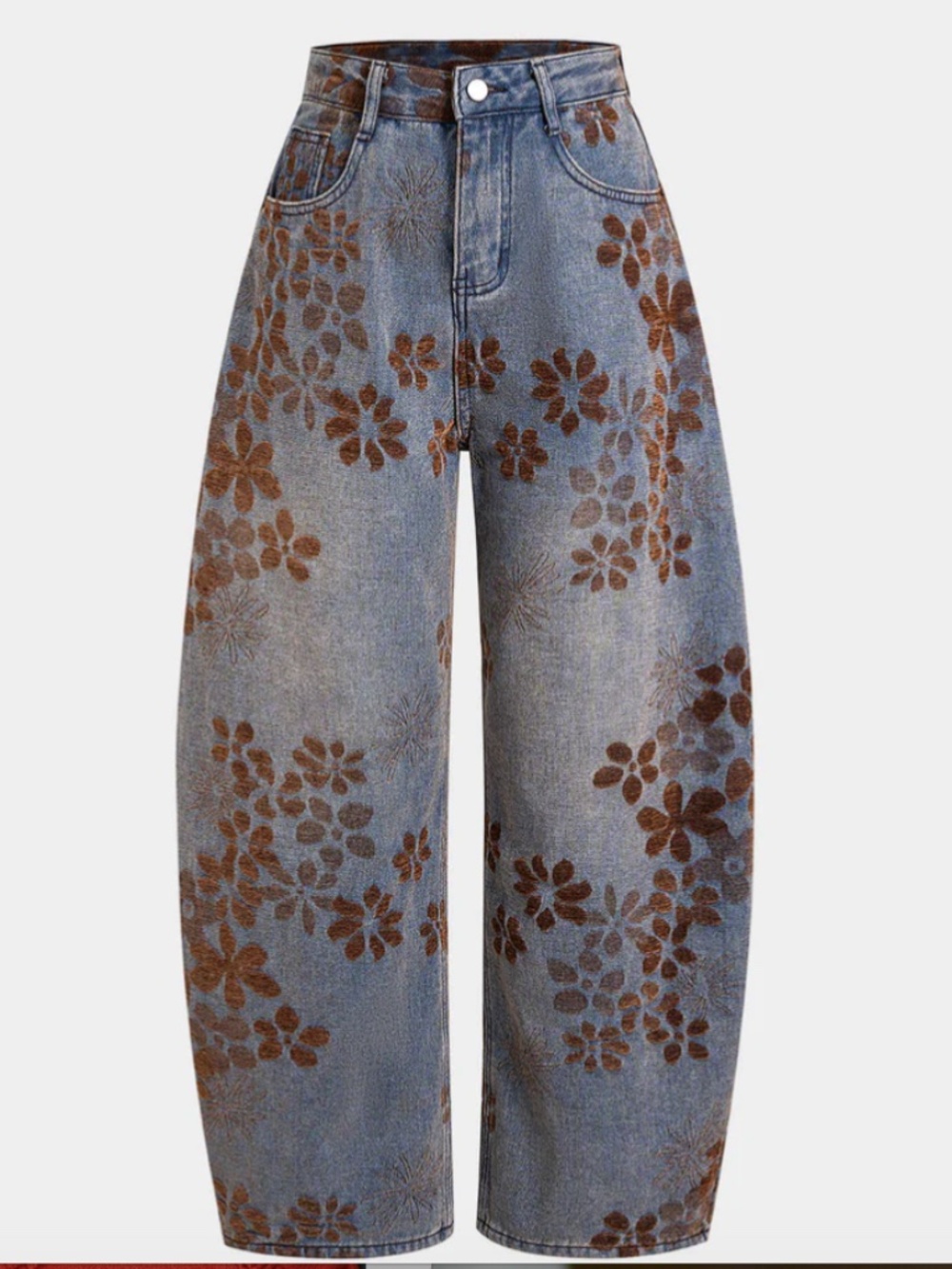 Micas Denim Floral Print Hight Waisted 5 Pocket Jeans. Size Medium